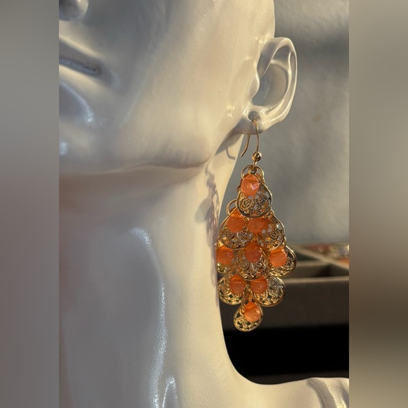 Gold tone Crystal Chandelier Earrings - Picture 3 of 10